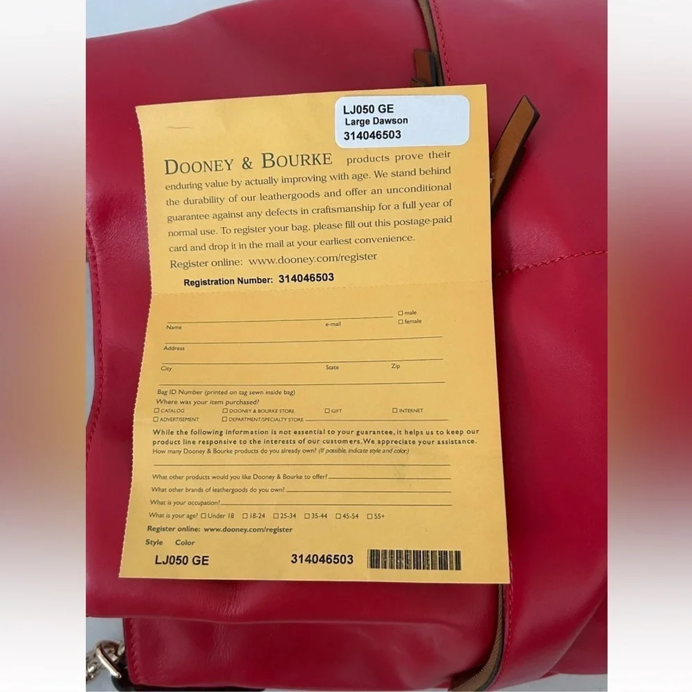 Dooney and Bourke | City Large Dawson LJ050 GE Red Leather Tote Bag